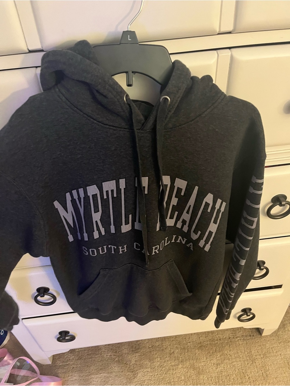 Dark Gray Myrtle Beach Graphic Pullover Hoodie